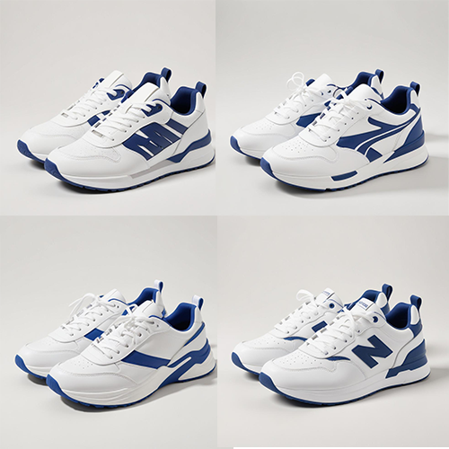 Stylish white and blue sneakers