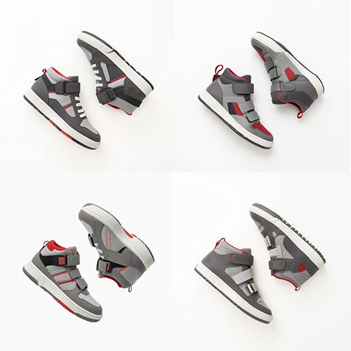 Grey and Red sneakers